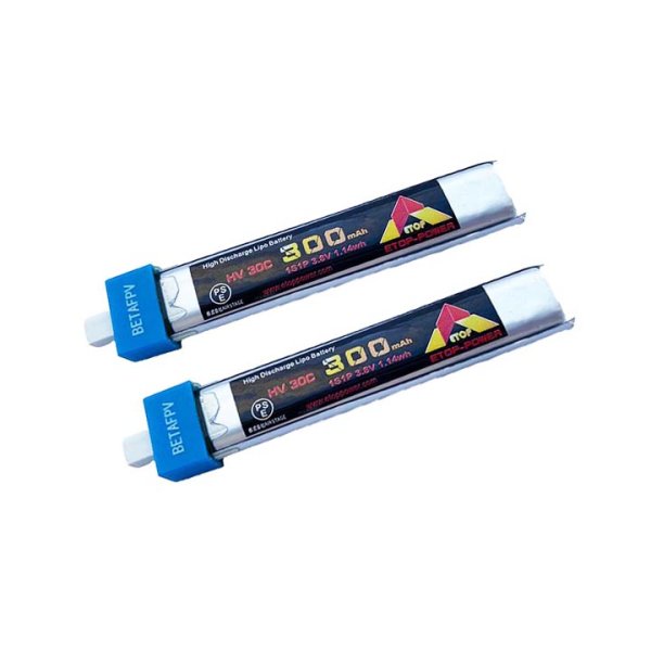 画像1: ETOP　3.8V　300mAh 1S 30C HV バッテリー【BETA　BT2.0互換品】＜２本セット＞【Meteor65 Meteor65 HD HX100SEに最適】【17422】