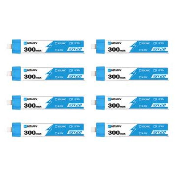 画像1: BETAFPV 65x HD バッテリー　BT2.0 300mAh 1S 30C HV Battery (8pcs)【15969】