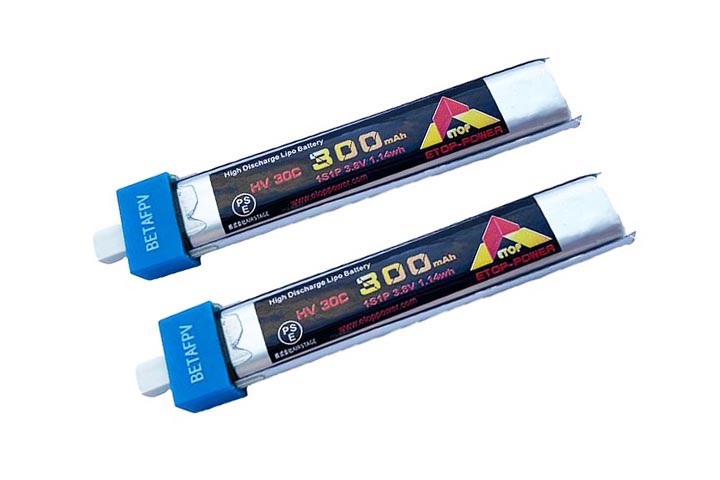 画像1: ETOP　3.8V　300mAh 1S 30C HV バッテリー【BETA　BT2.0互換品】＜２本セット＞【Meteor65 Meteor65 HD HX100SEに最適】【17422】 (1)