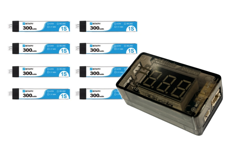 画像1: BETAFPV 65S テスター+バッテリーセット PH2.0 300mAh 1S 30C Battery(8PCS)【19925】 (1)